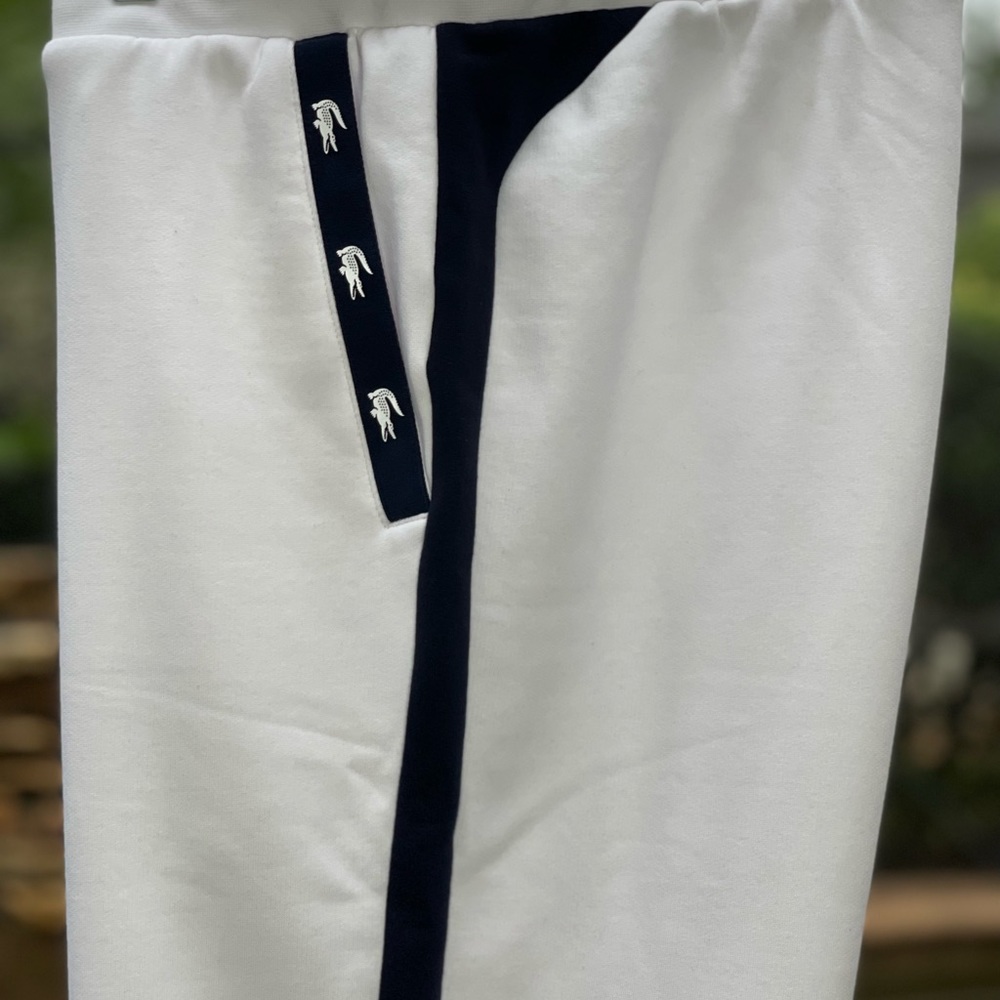 LACOSTE CONTRAST ACCENTS COTTON BLEND FLEECE TRACK PANTS (3XL) - Picture 5 of 6